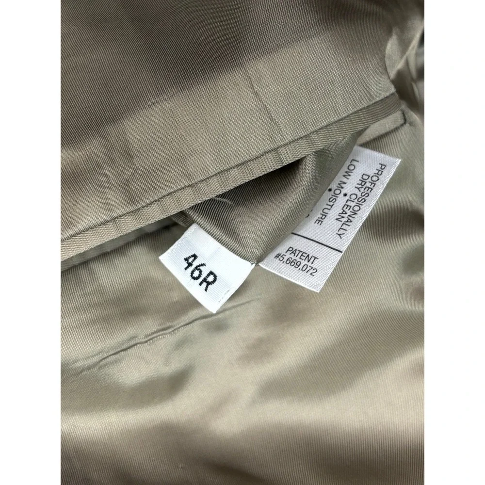 Hart Schaffner Marx 46R 38x32 Tan Windowpane 2pc Pant Suit USA Wool Pleated